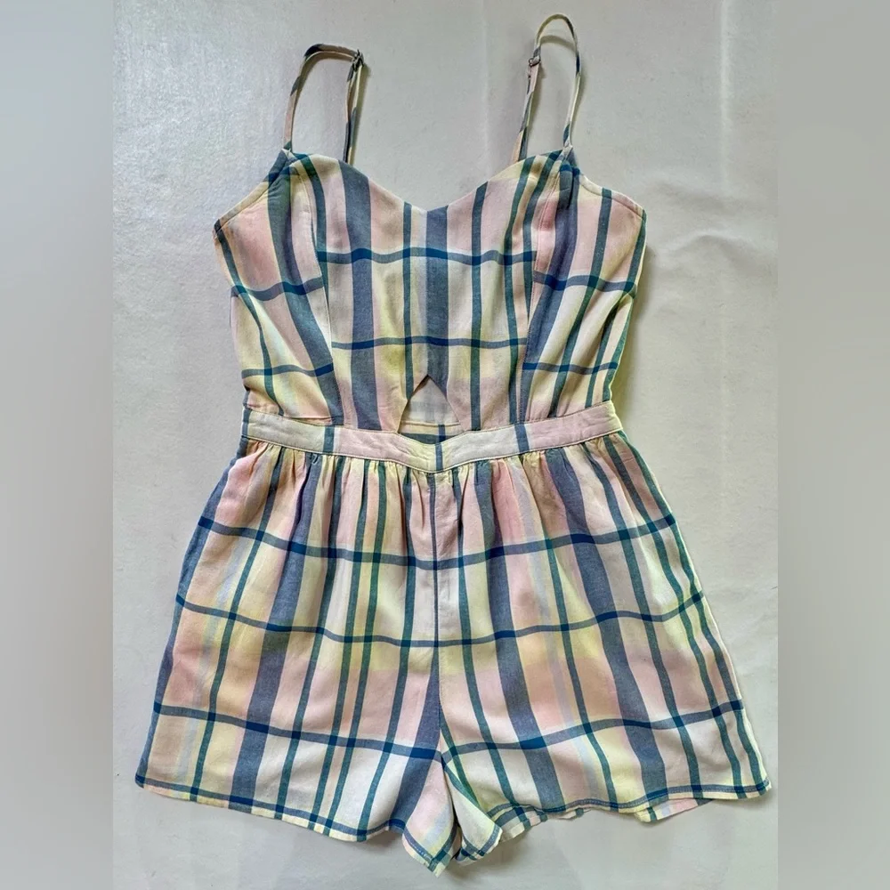 NWT Plaid Sleeveless Lined True Craft Romper with Pockets (M) - Picture 4 of 17
